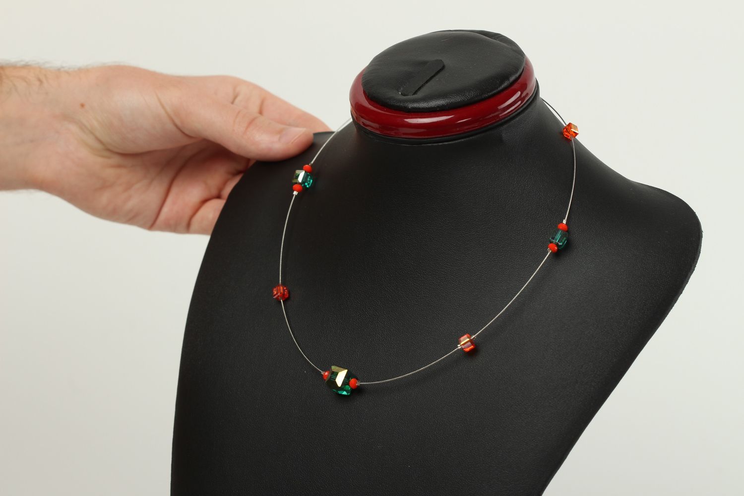 Modeschmuck Collier handmade Perlen Schmuck Accessoire für Frauen mit Kristall foto 5