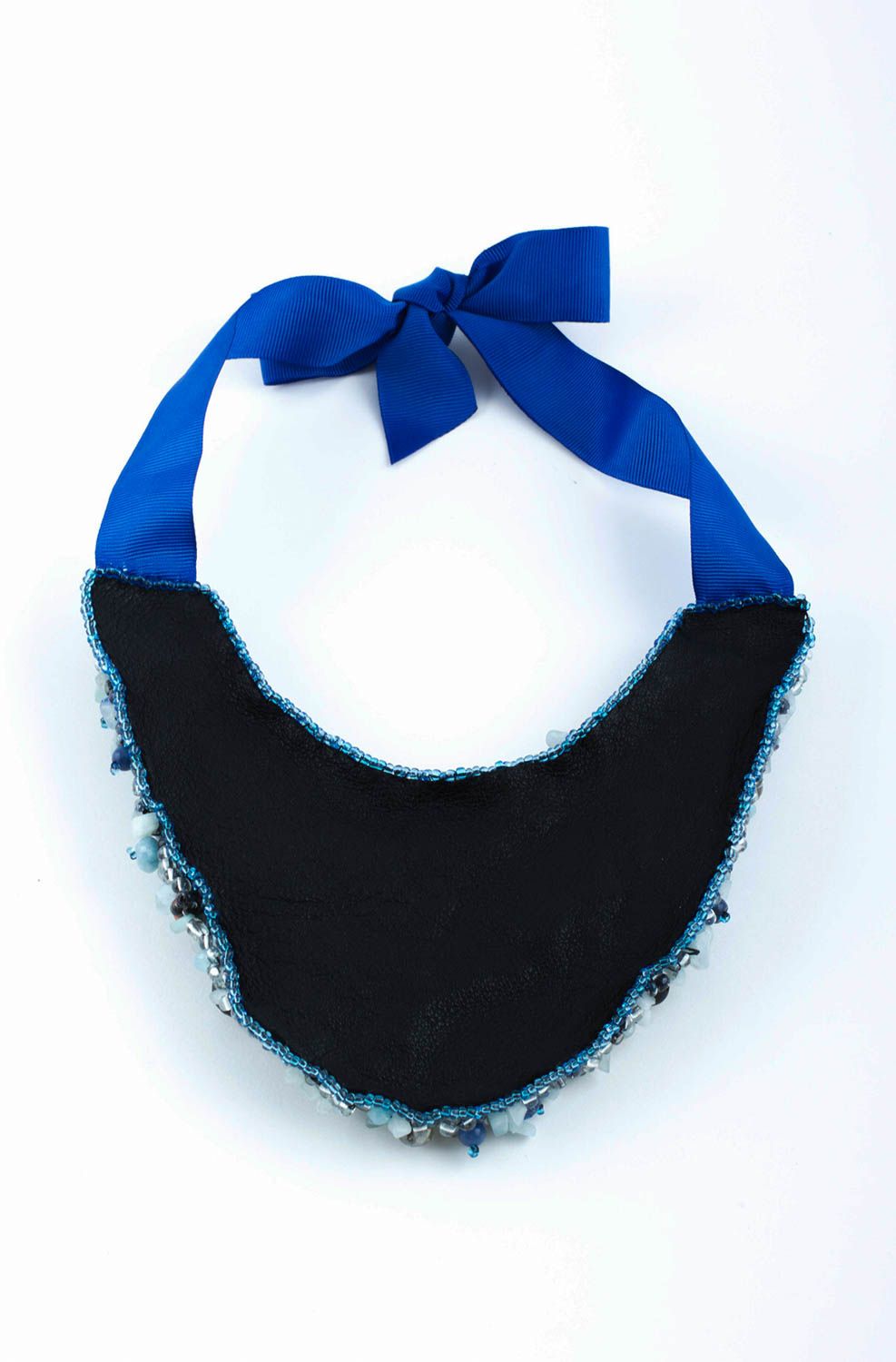 Collier plastron Accessoire fait main bleu pierres naturelles Cadeau pour femme photo 3