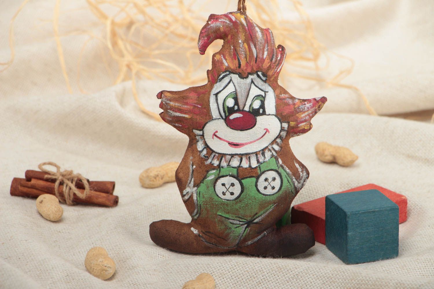 Weicher origineller Interieur Anhänger Clown aus Leinen handmade mit Aroma für Haus Dekor foto 1