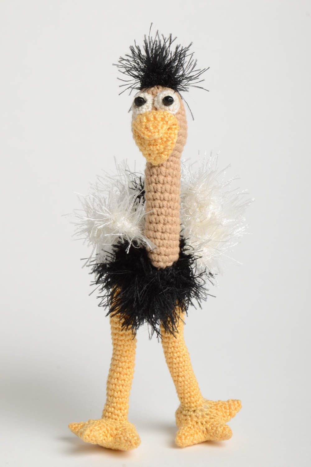 Peluche autruche faite main Jouet tricoté au crochet en coton Cadeau enfant photo 2