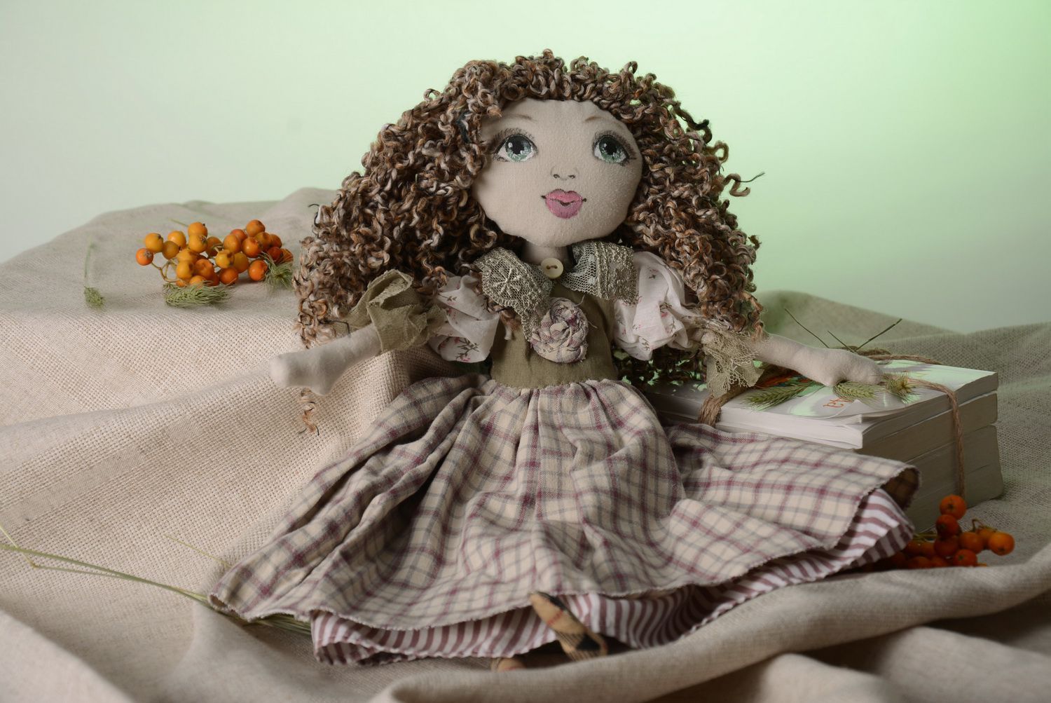 Handmade textile doll Curly Sue photo 1