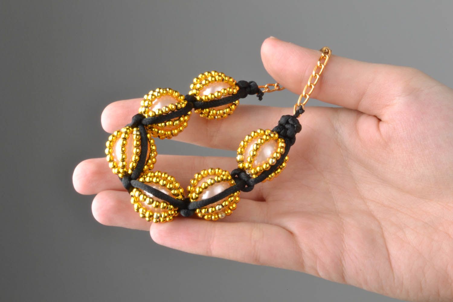 Yellow braided bracelet  photo 2