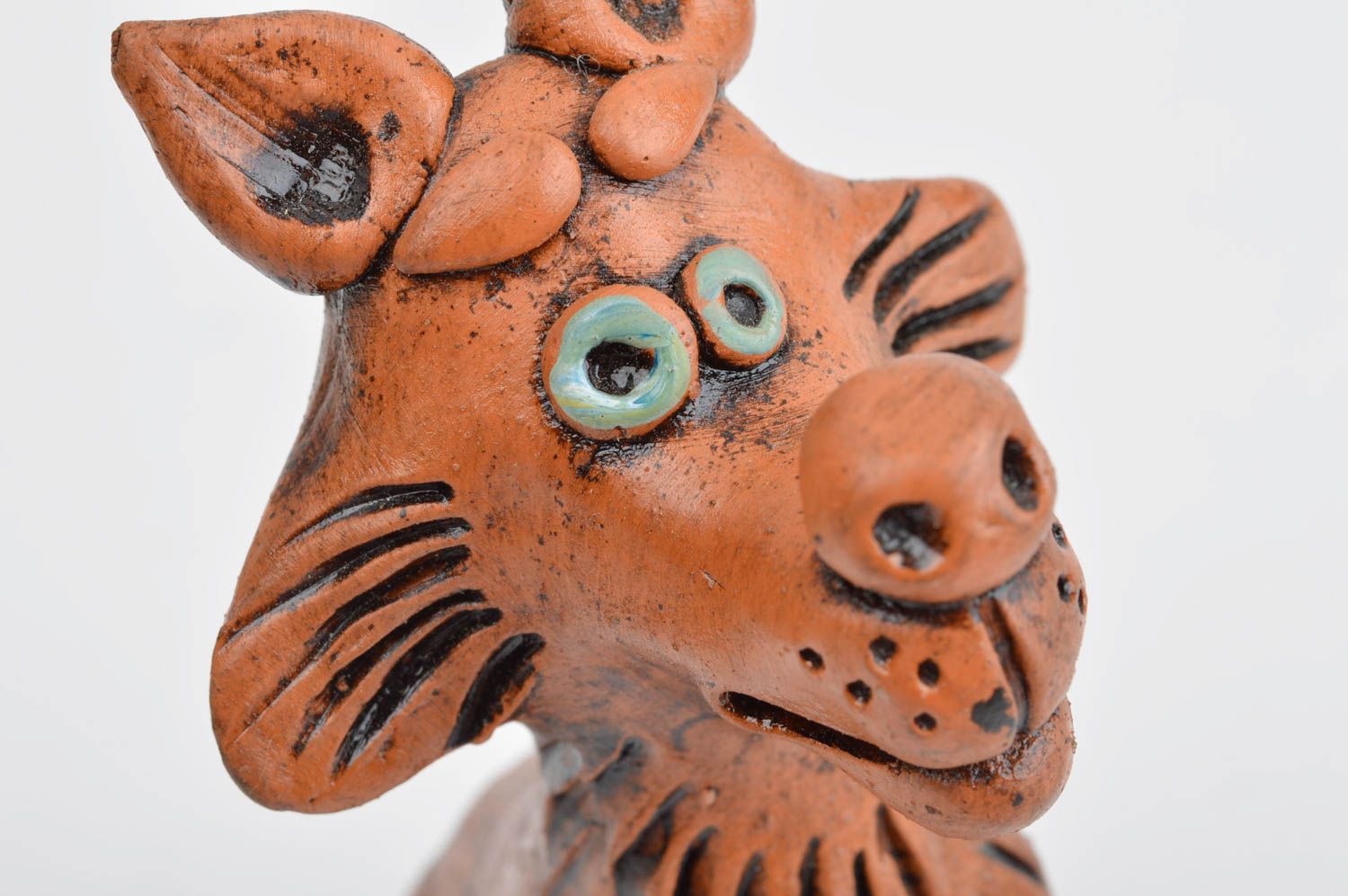 Handmade Keramik Figur Kinder Geschenk Wohnzimmer Deko aus Ton Tier lustig foto 1