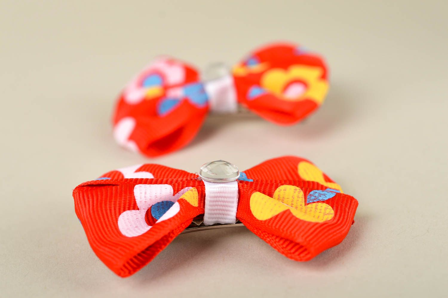 Handmade barrette rep ribbon hair clip set of hair accessories for children photo 4
