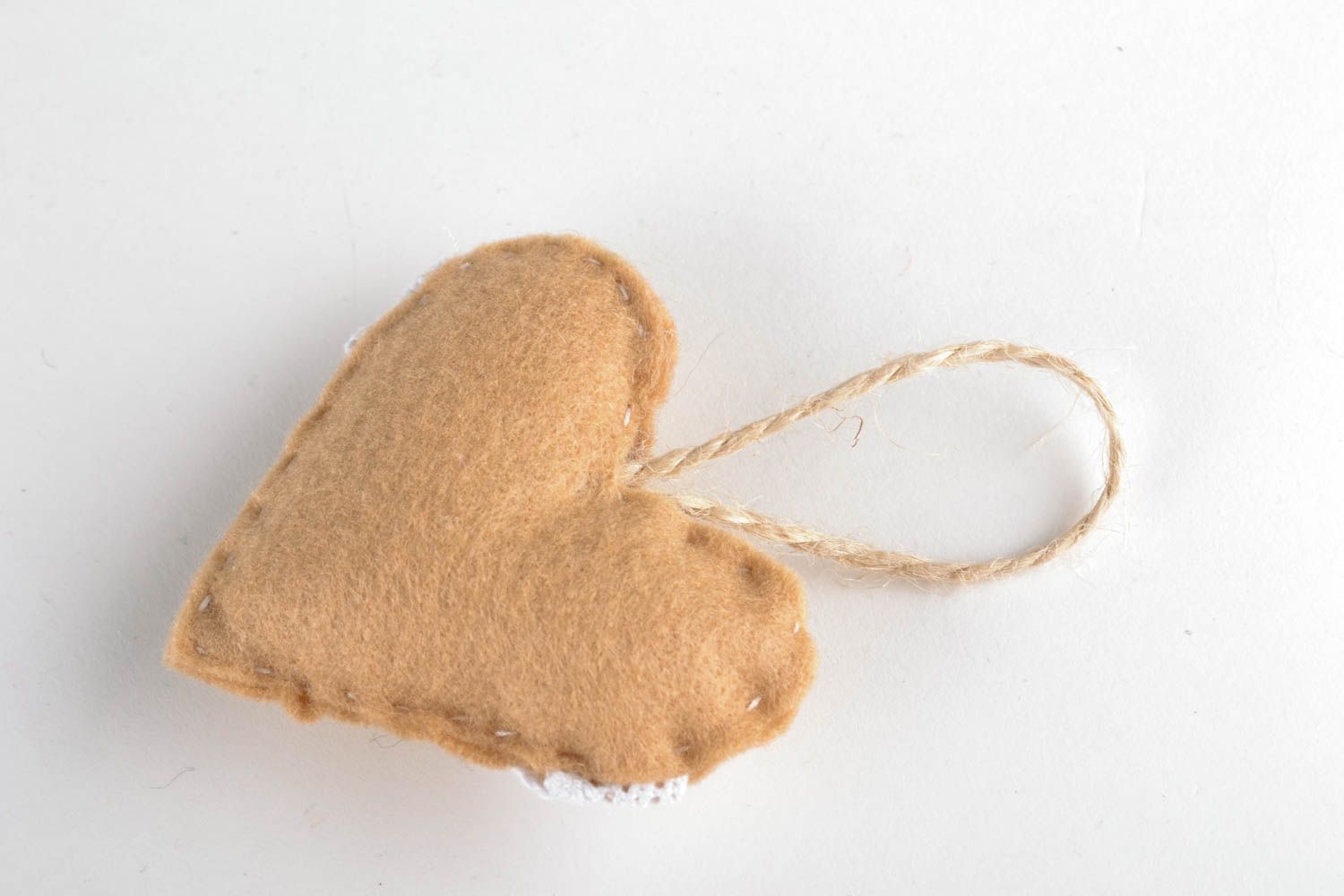 Soft felt toy heart of beige color photo 3