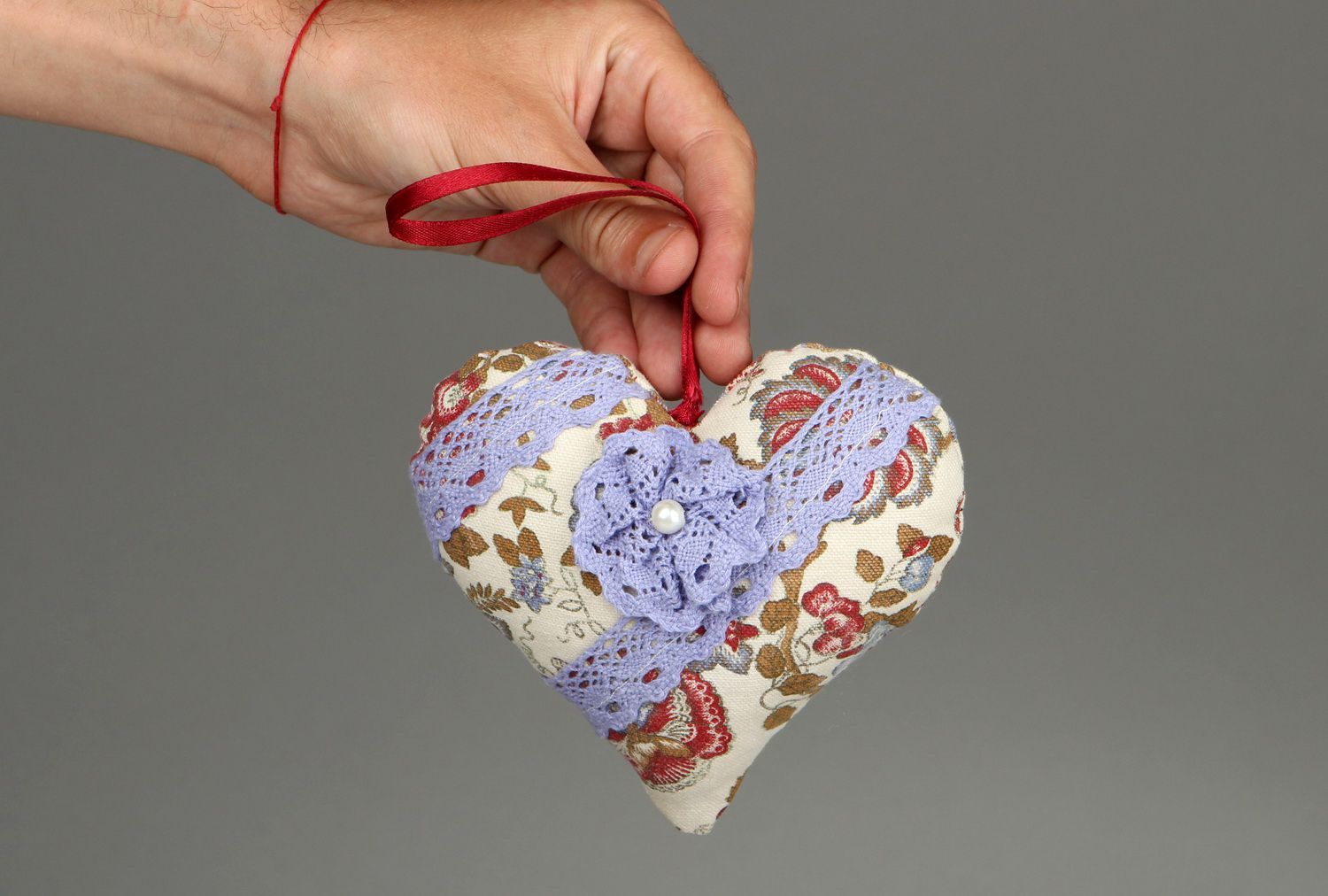 Soft fabric pendant Heart with wings photo 4