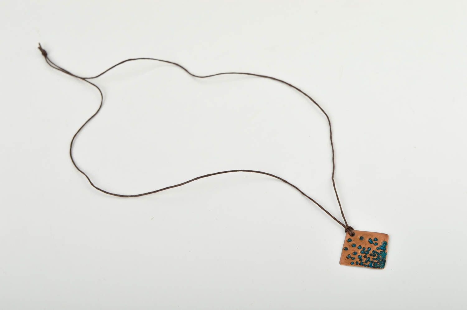 Handmade schöner Kupfer Anhänger Designer Schmuck Accessoire für Frauen Rhombus foto 4