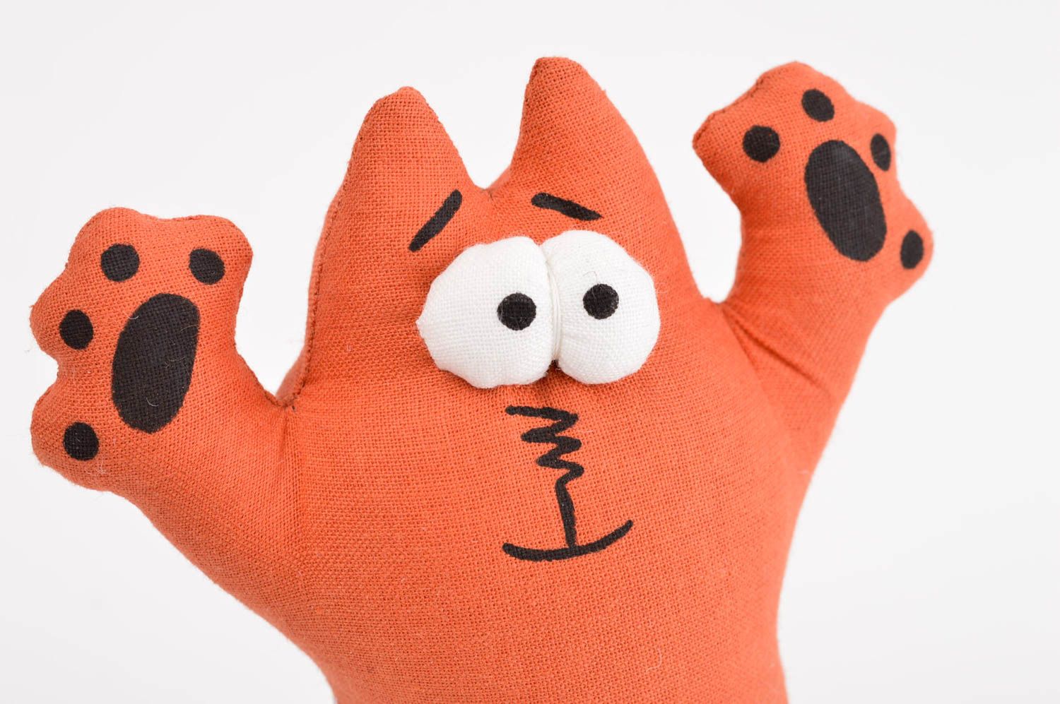 Peluche faite main Jouet chat Cadeau original coton orange design de créateur photo 5