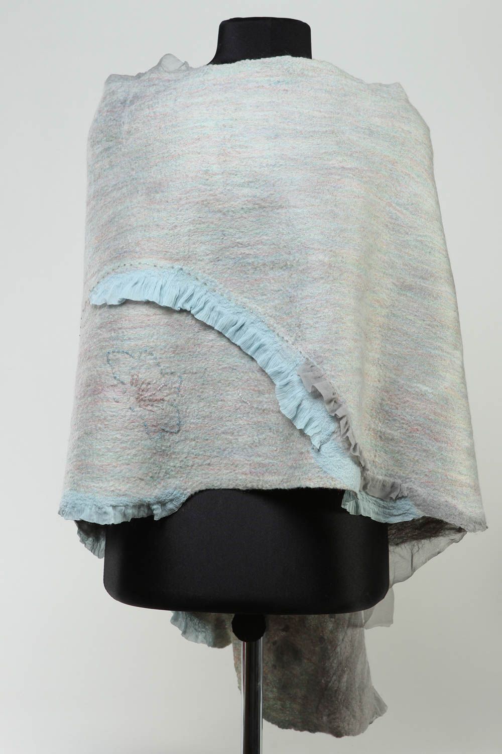 Grande écharpe Châle fait main soie laine feutrée Vêtements pour femme photo 4