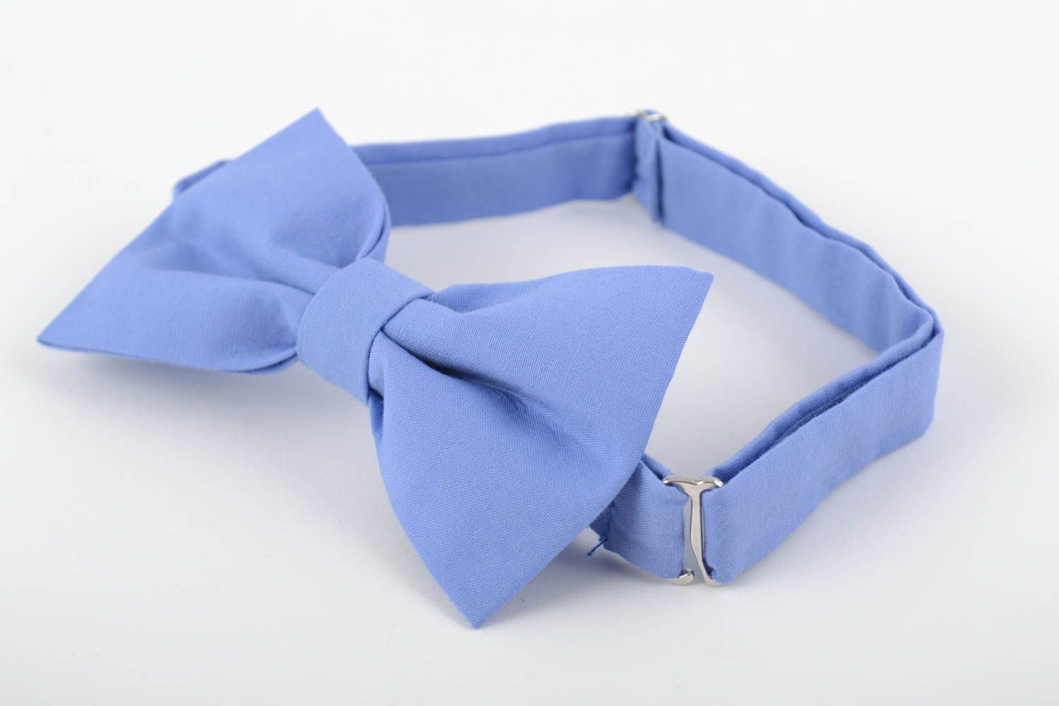 Beautiful blue handmade textile bow tie unisex accessory photo 5