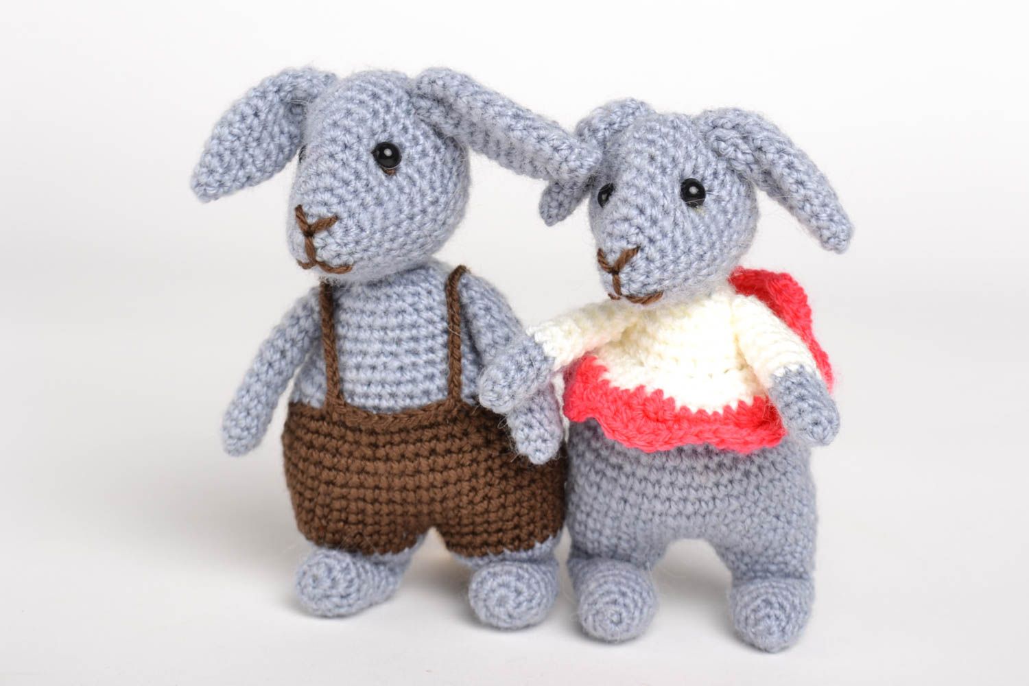 Jouets lapins tricotés Peluches faites main en mi-laine Cadeau pour enfant photo 2
