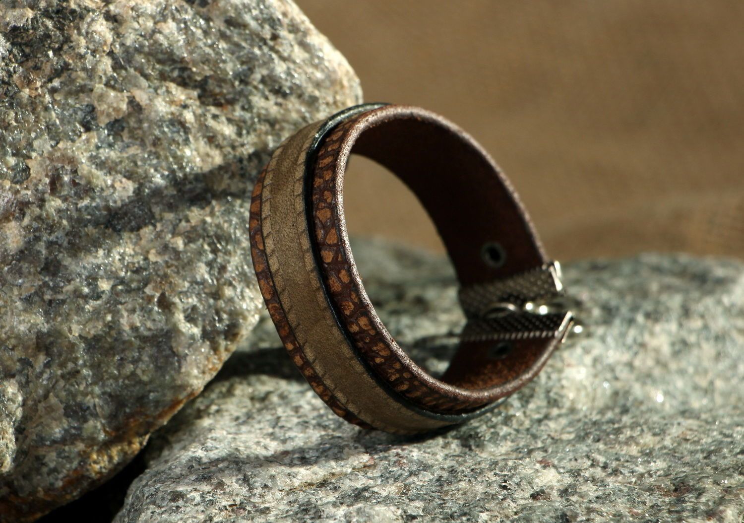 Leather Bracelet with embossing photo 1