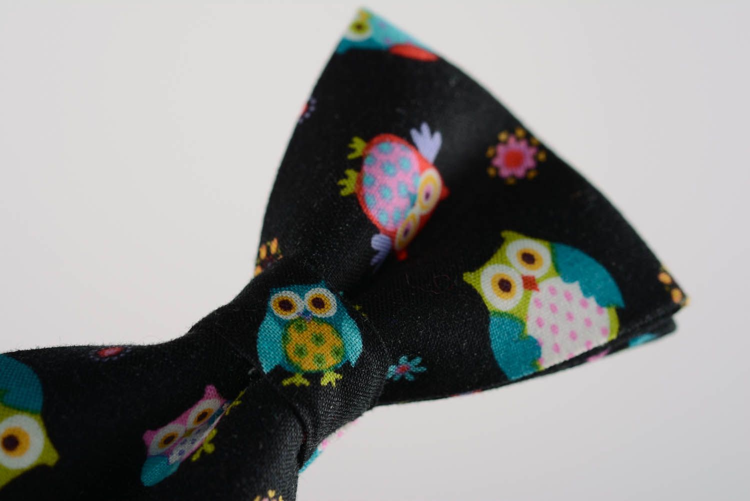 Black bow tie with owls  photo 4