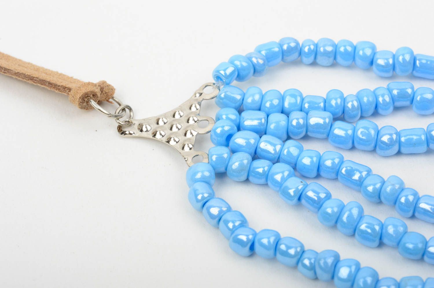 Collier perles rocailles fait main Collier bleu Accessoire femme Bijou fantaisie photo 4