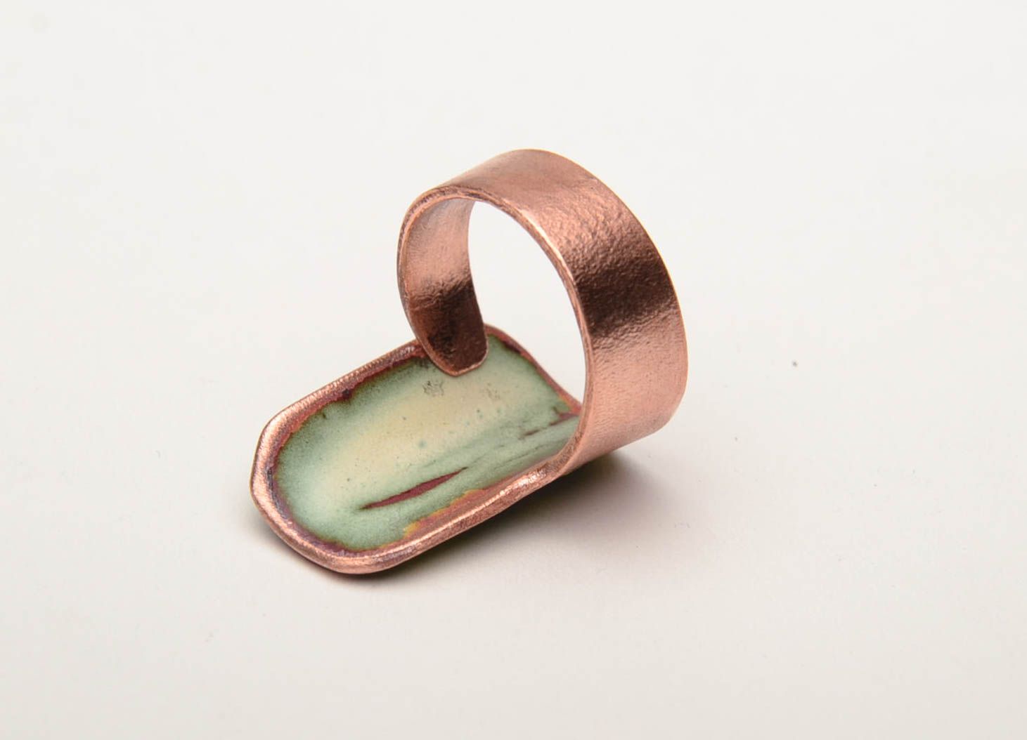 Copper ring painted with enamels photo 4