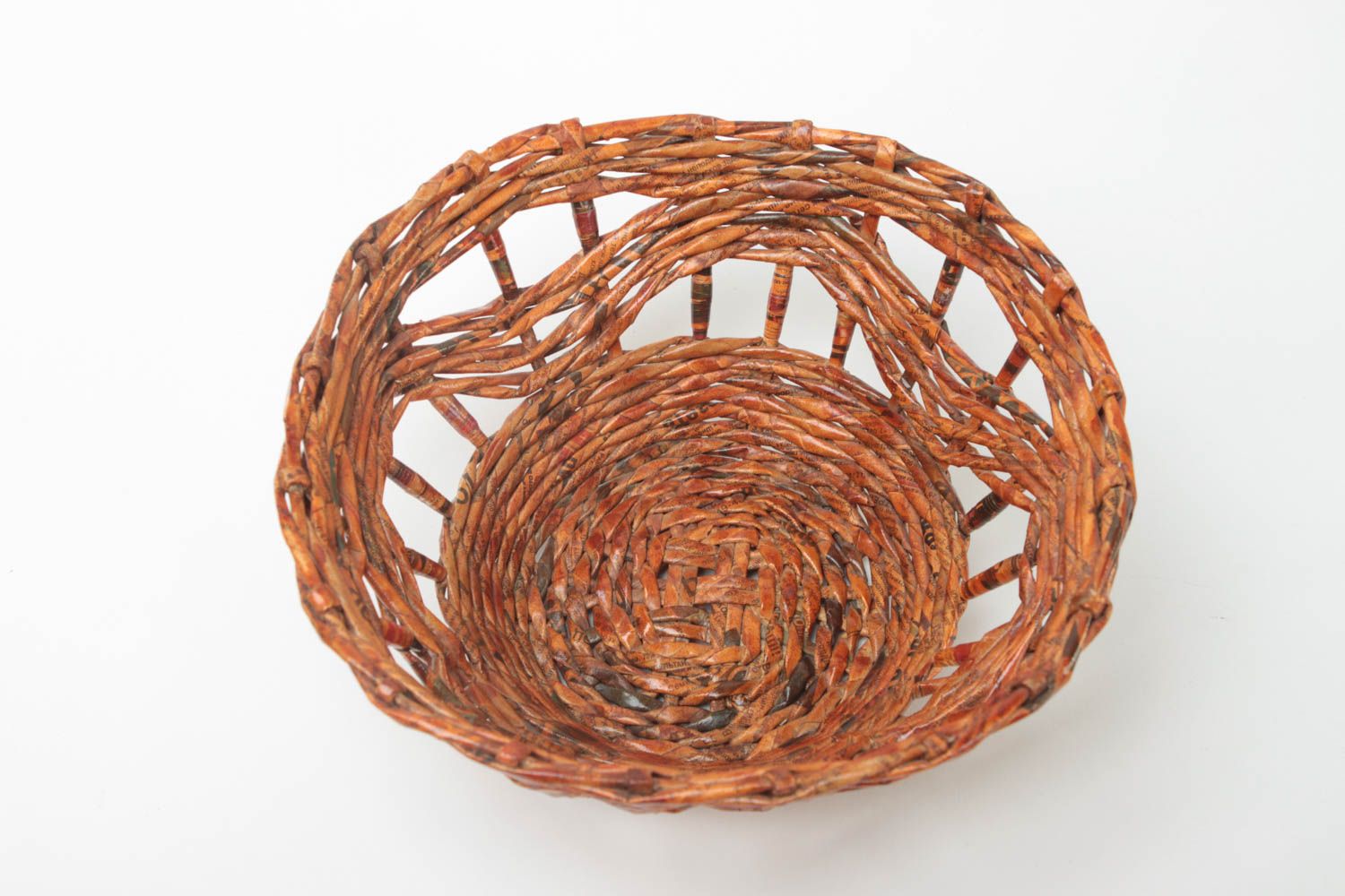 Handmade wooden straw 10 inches wide yarn basket 0,37 lb photo 2