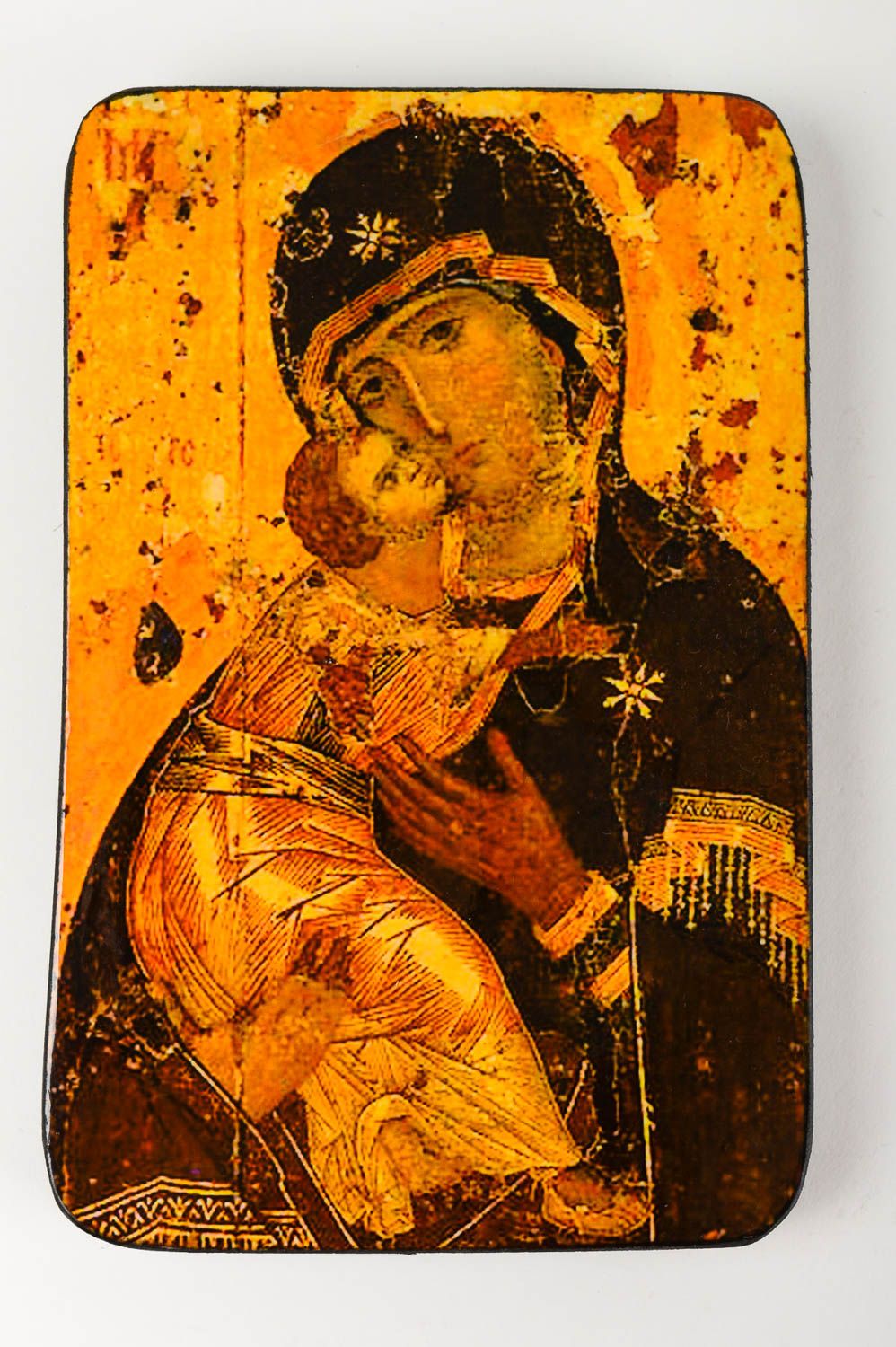 Icone religieuse bois faite main Notre-Dame de Vladimir Décoration maison photo 2