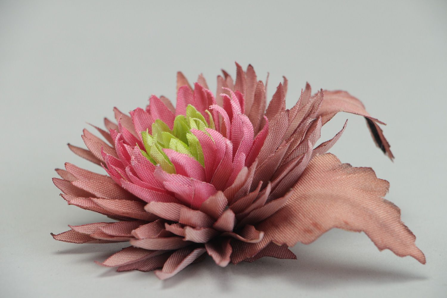 Unusual handmade volume fabric flower brooch Aster photo 2
