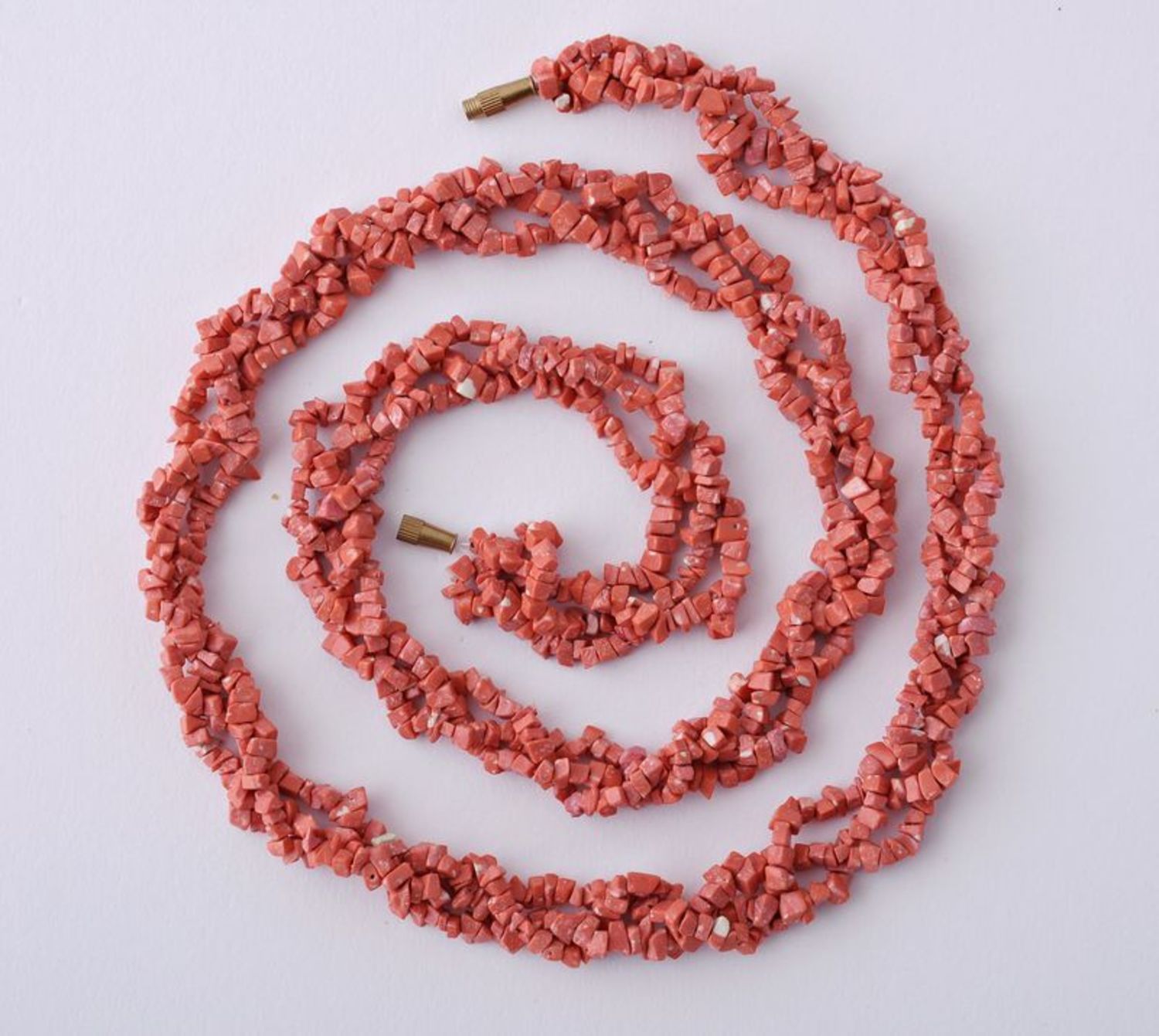 Coral long beaded necklace photo 3