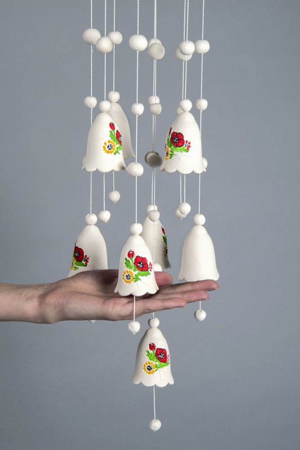 Ceramic hanging bells with chimes photo 3