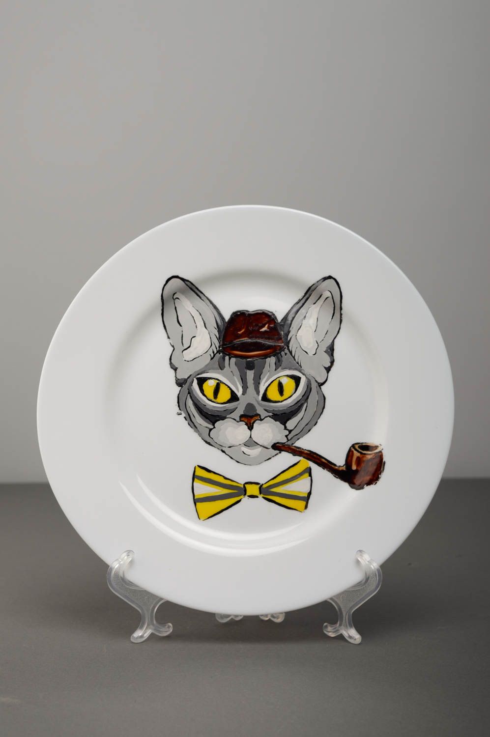 Assiette en porcelaine décorative faite main Chat photo 1