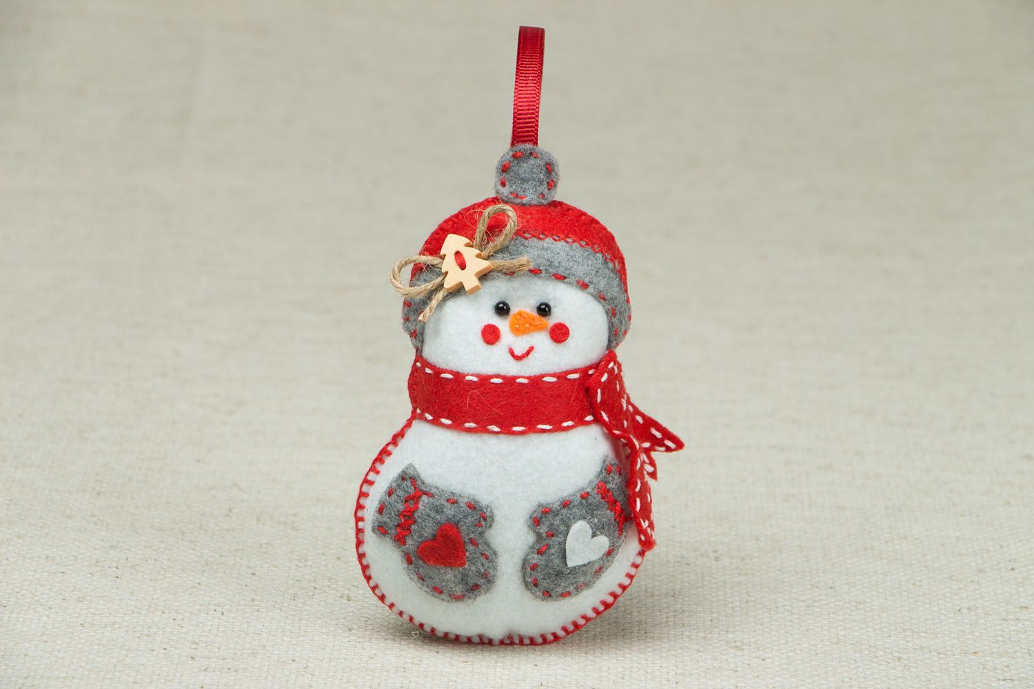 Christmas toy made of felt Snowman photo 1