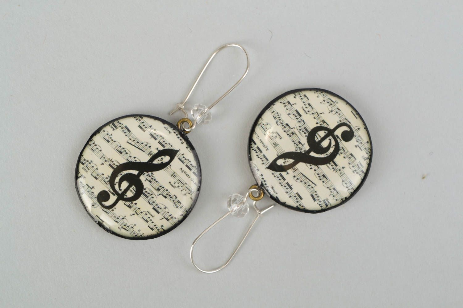 Polymer clay earrings with decoupage pattern photo 3