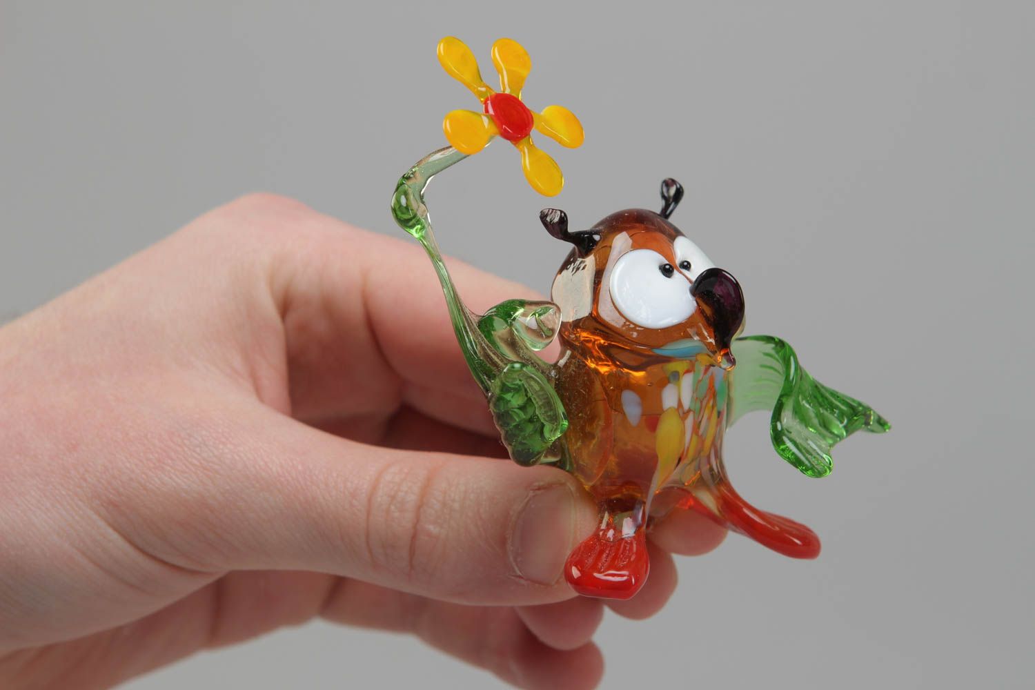 Petite figurine en verre au chalumeau Hibou décoration faite main cadeau photo 4