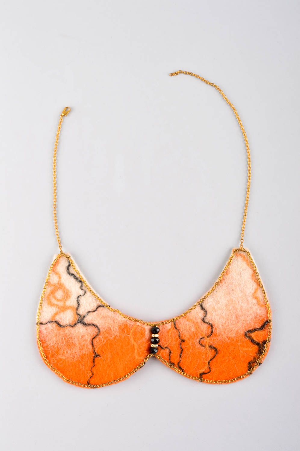 Collier Col claudine Bijou fait main Accessoires femme orange laine design photo 5