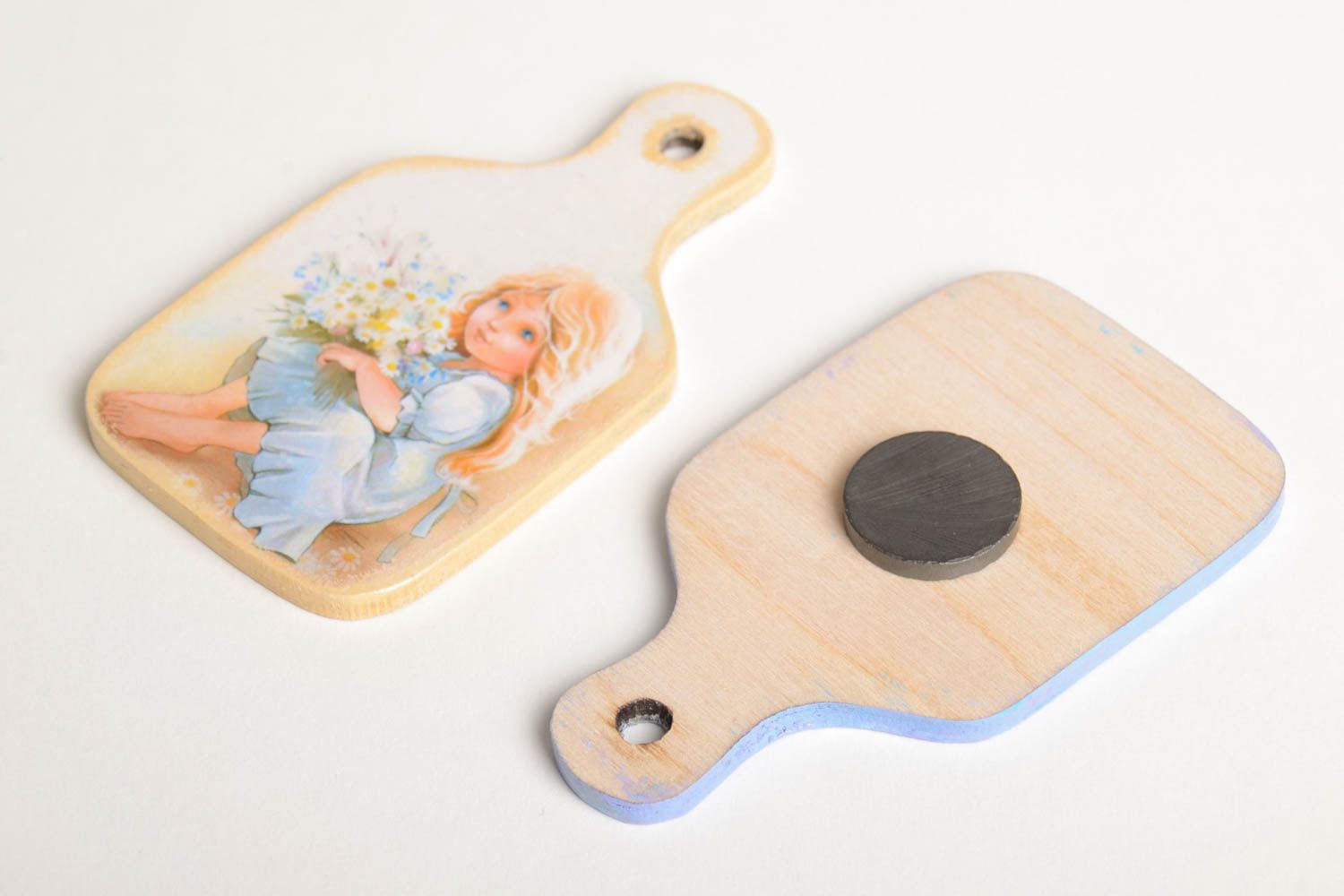 Holz Magnet Deko Accessoires handgemachte Geschenke Magnete für Kinder 2 Stück foto 3