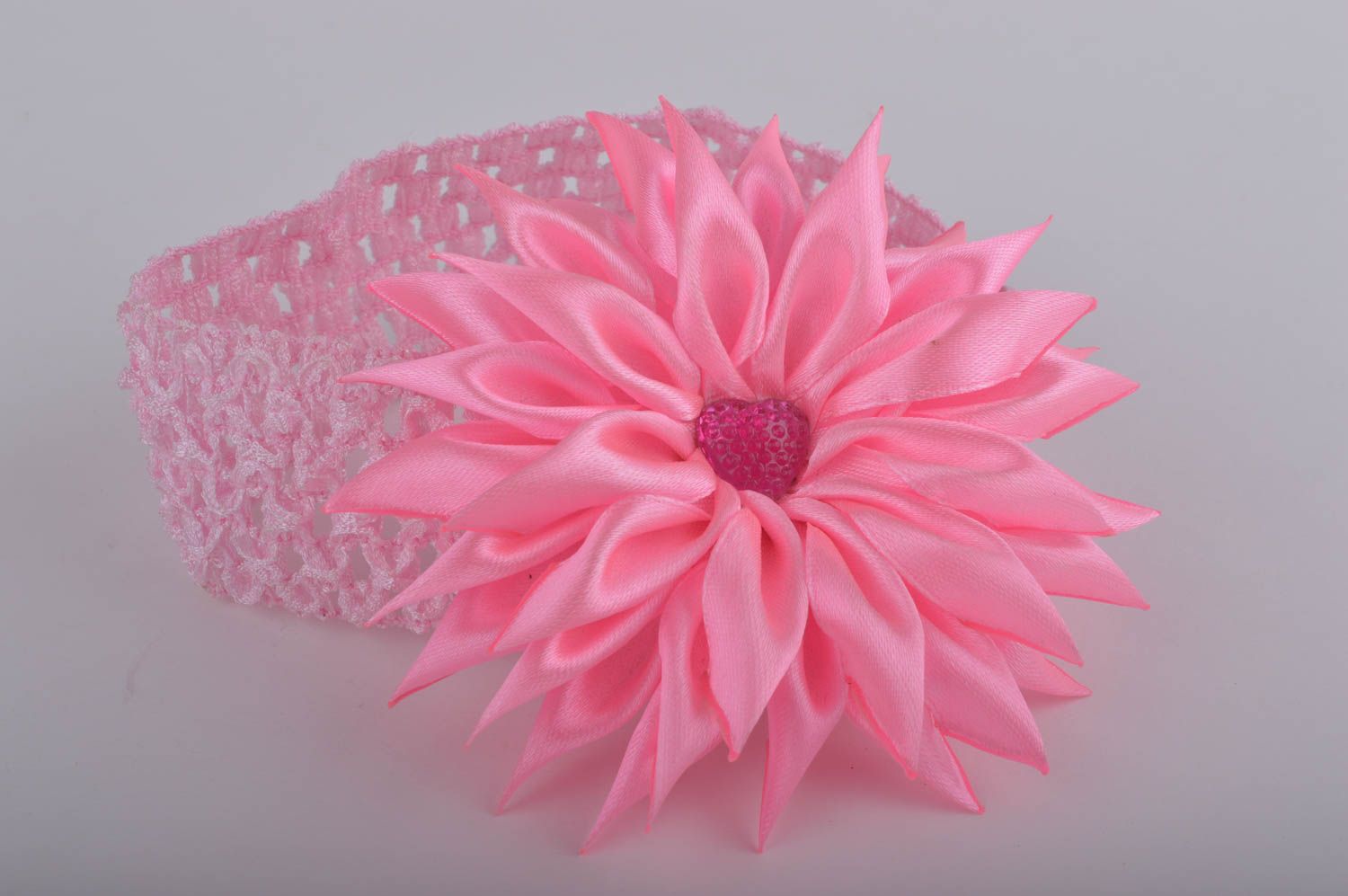 Handmade pink cute headband stylish accessory for girls headband with flower photo 1