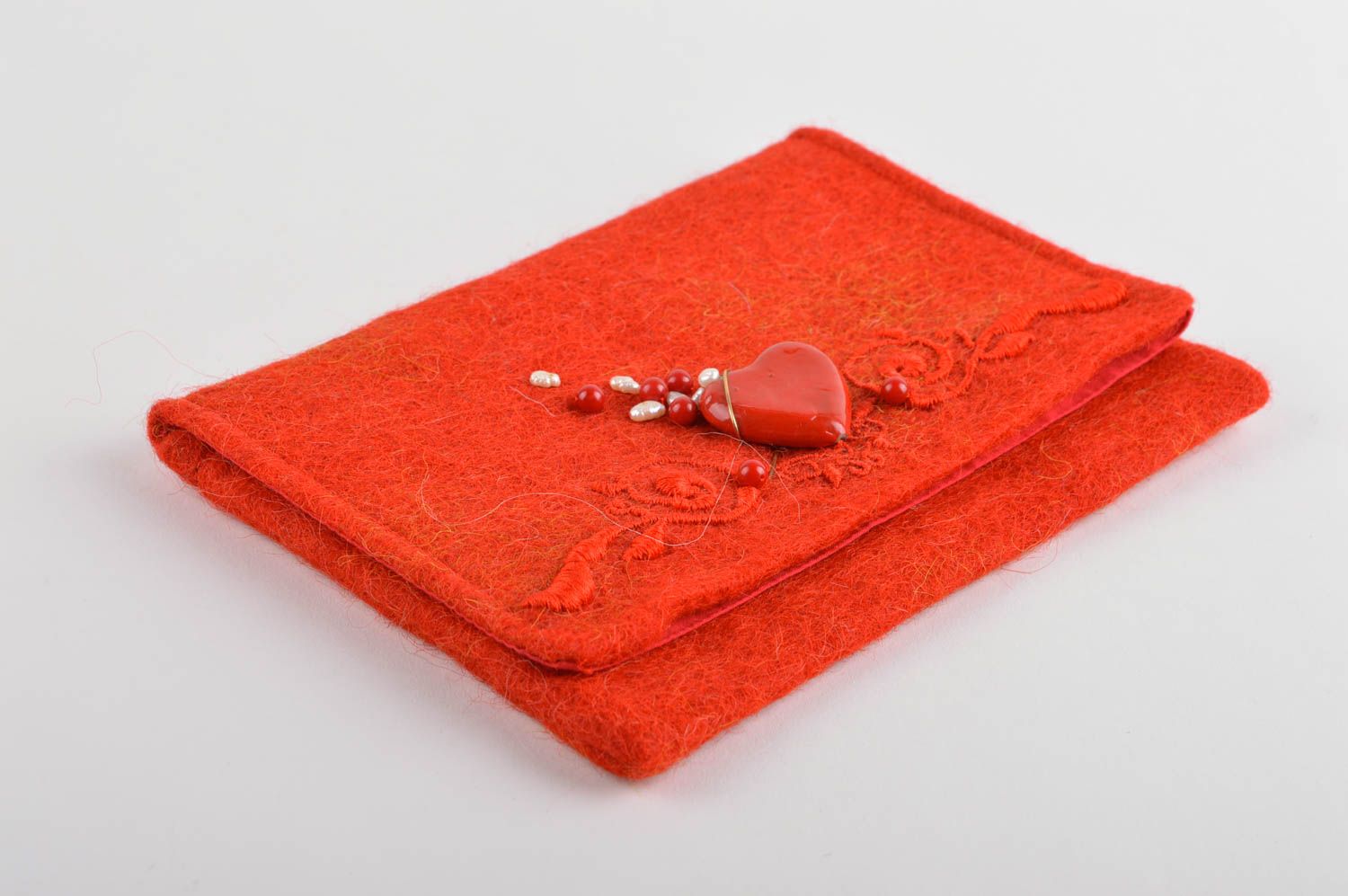 Bolso de mano hecho a mano de lana rojo accesorio de moda regalo para mujer foto 5