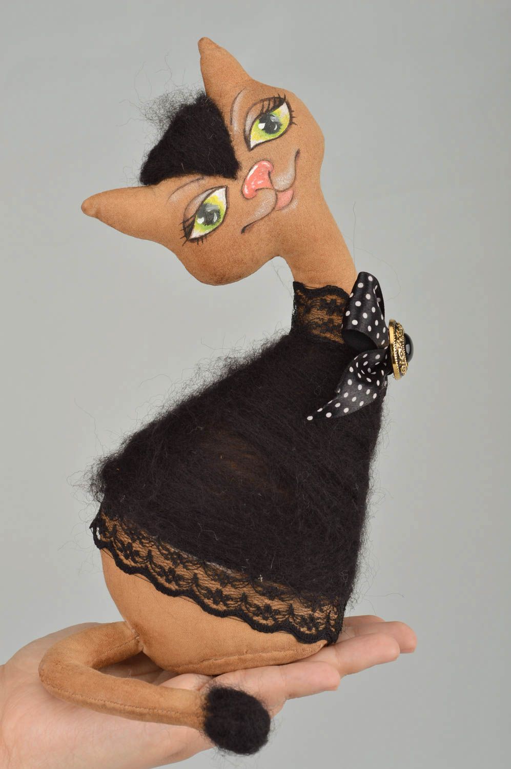 Textil Kuscheltier Katze mit Aroma handmade Schmuck für Interieur künstlerisch foto 4