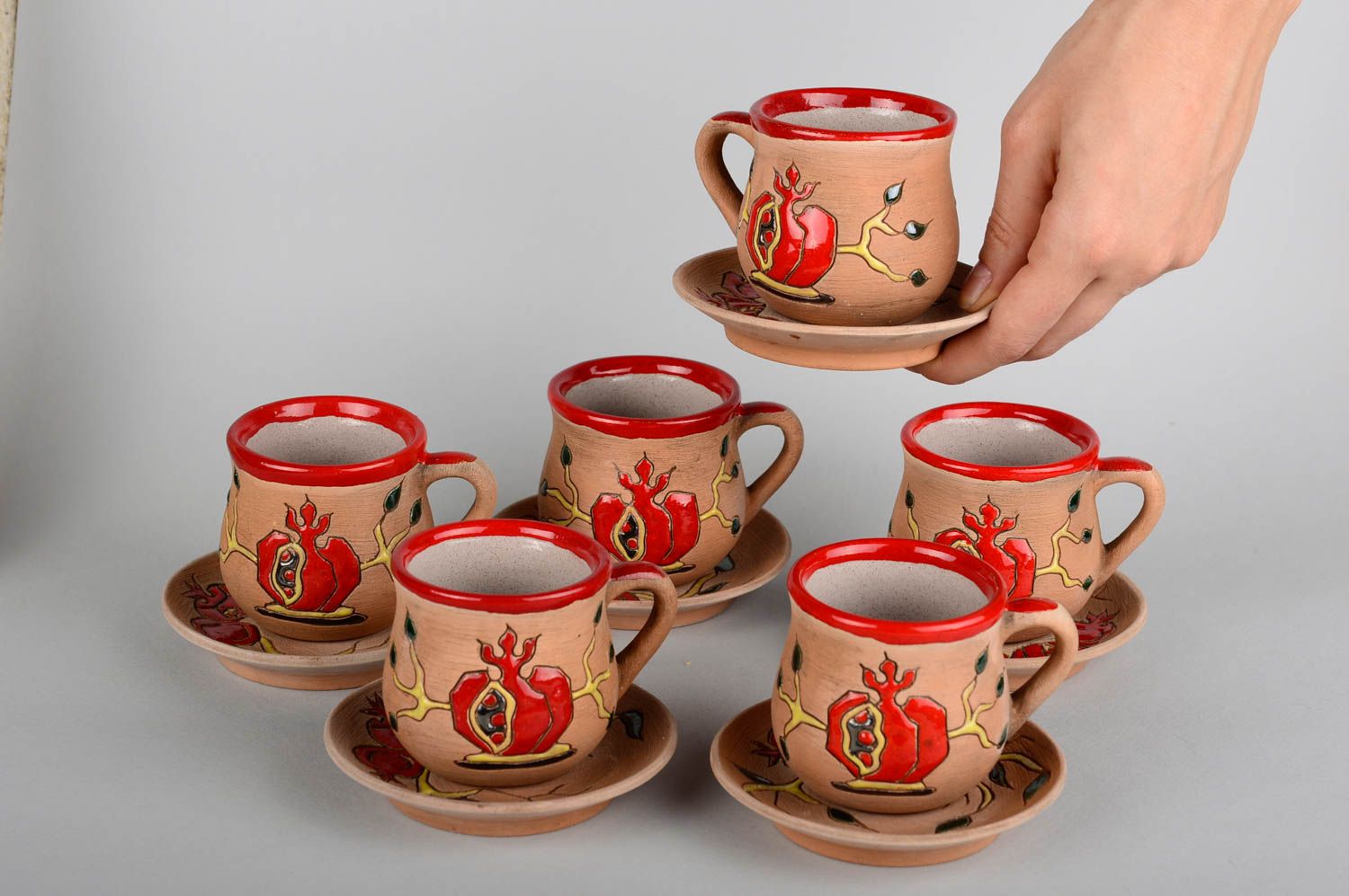 Handmade cup coffee cup set of 6 items clay coffee cup gift ideas clay dishes photo 5