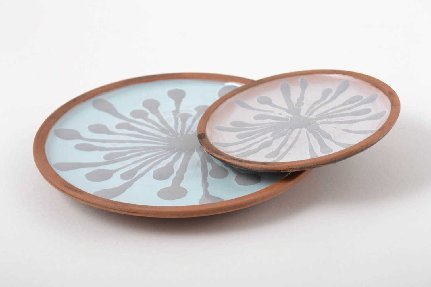 Керамическая посуда тарелки ручной работы глиняные тарелки комплект посуды 2 шт фото 1