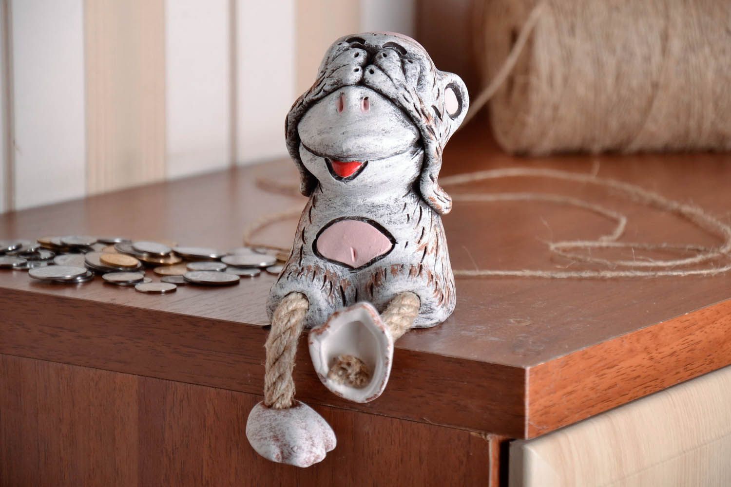 Scimmia statuetta fatto a mano in ceramica dipinta a mano idea regalo  foto 3