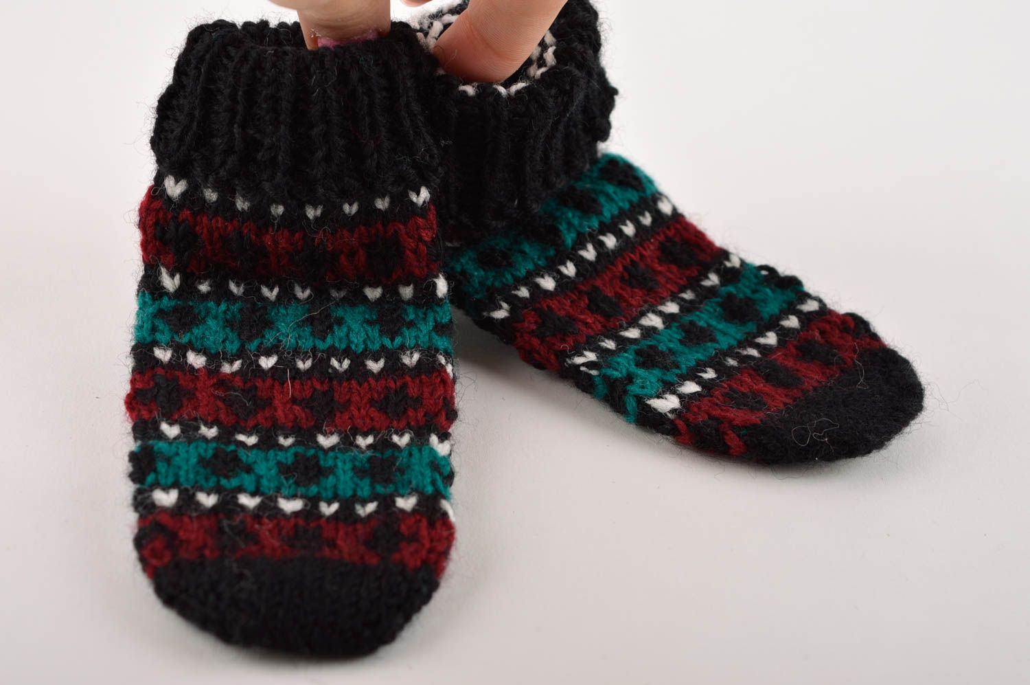 Носки ручной работы шерстяные носки теплые детские носки темные оригинальные фото 5