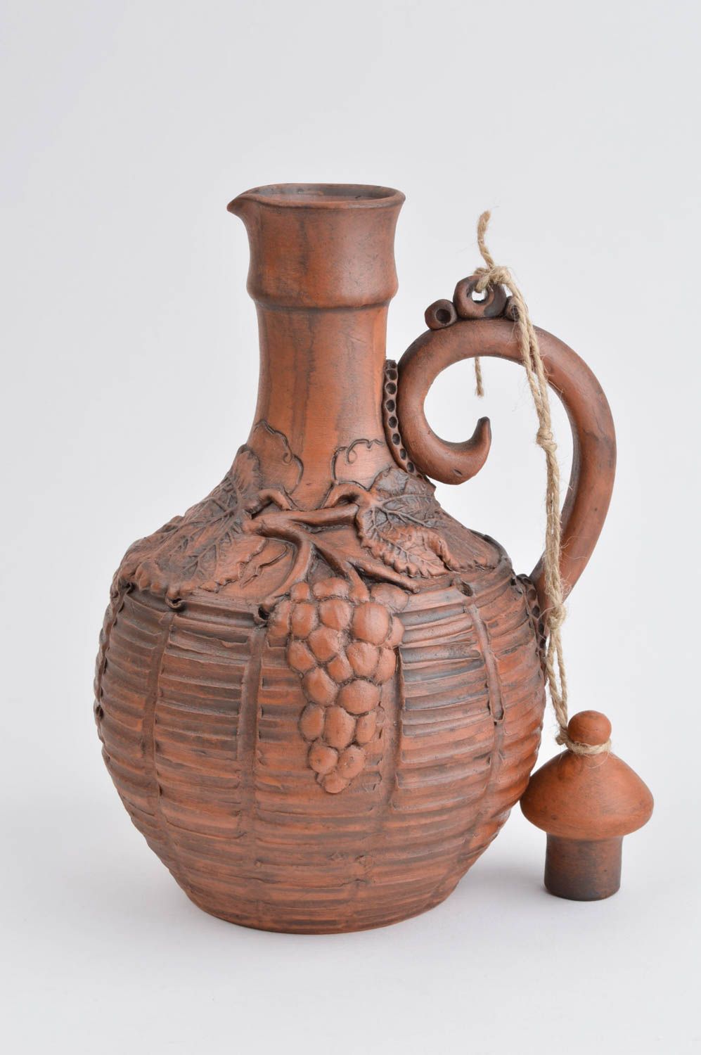 Handgemachte Keramik Ton Krug Keramik Geschirr Wein Krug 1.2 L wunderschön foto 2