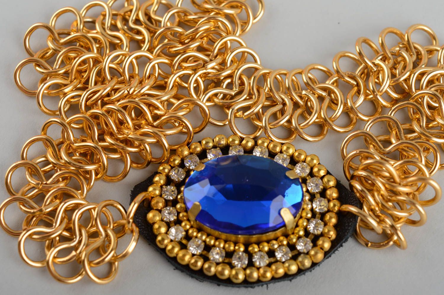 Handmade Damen Collier Modeschmuck Halskette Geschenk für Frauen Leder Metall foto 5