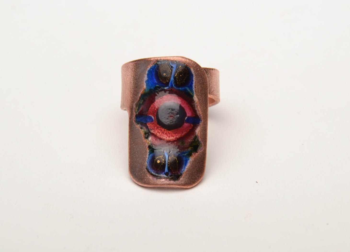 Handmade copper ring with enamel photo 2