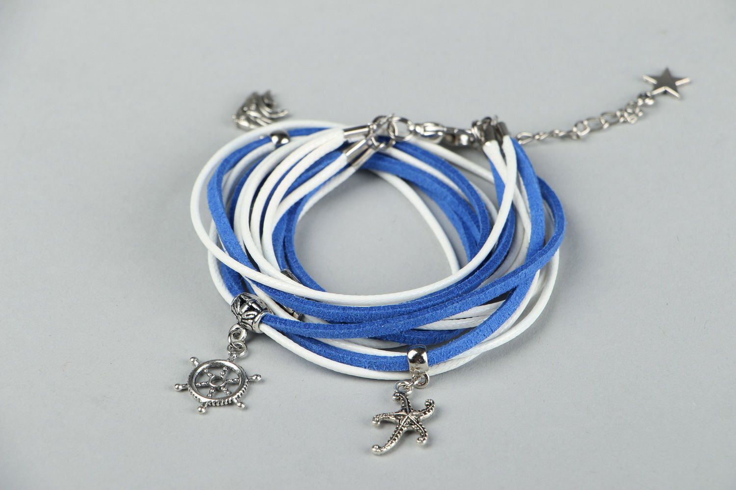 Suede bracelet in marine style photo 1