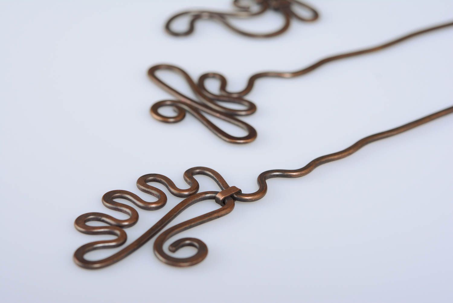 Handmade copper hair stick unusual metal hair pin cute accessory for girls photo 5