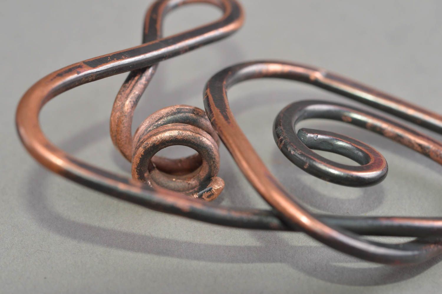 Copper unusual handmade pendant beautiful metal necklace unusual accessory photo 5
