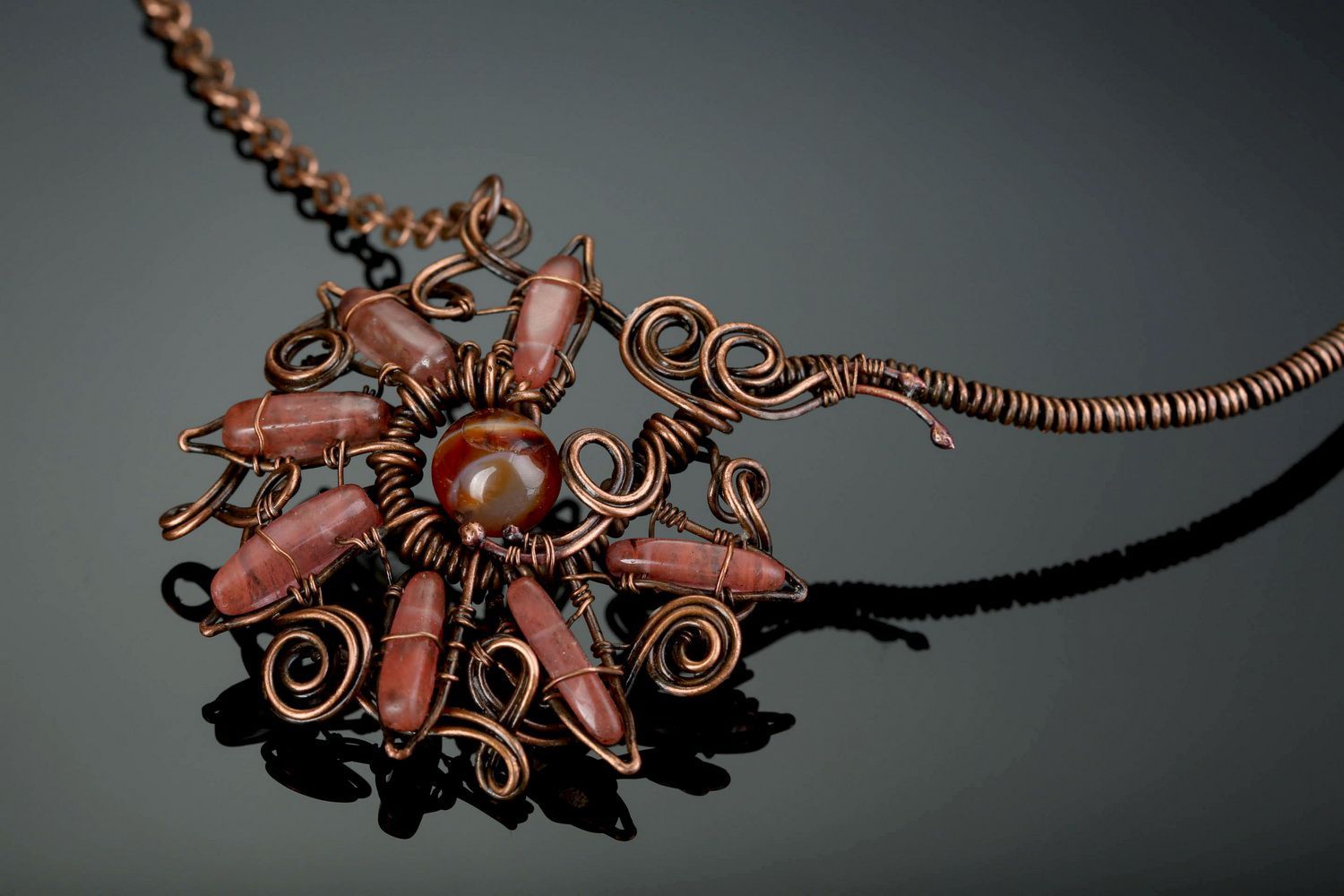 Necklace made of quartz and carnelian Svarog sun photo 1