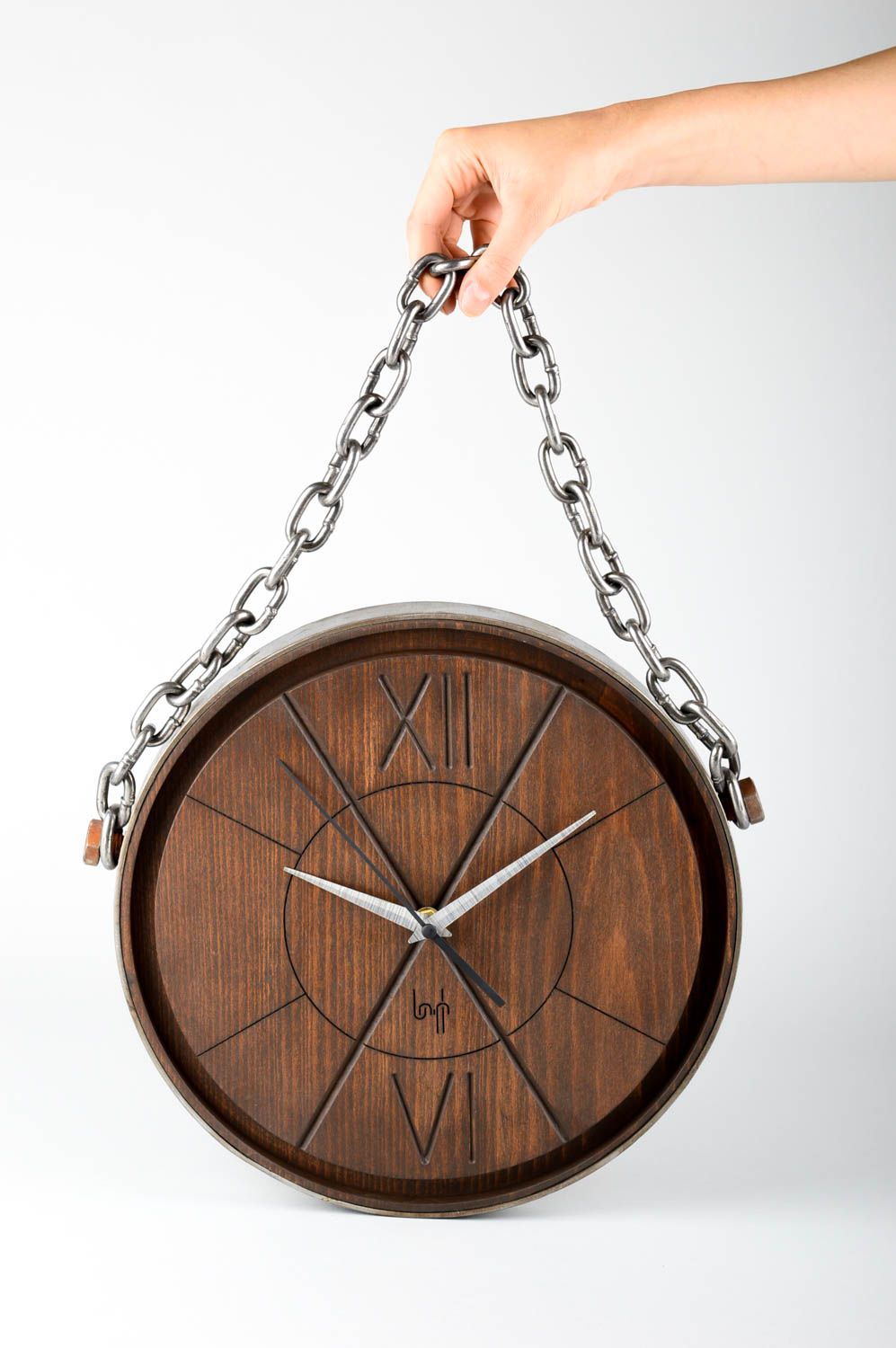 Настенные часы ручной работы необычные часы деревянные часы красивые с металлом фото 1