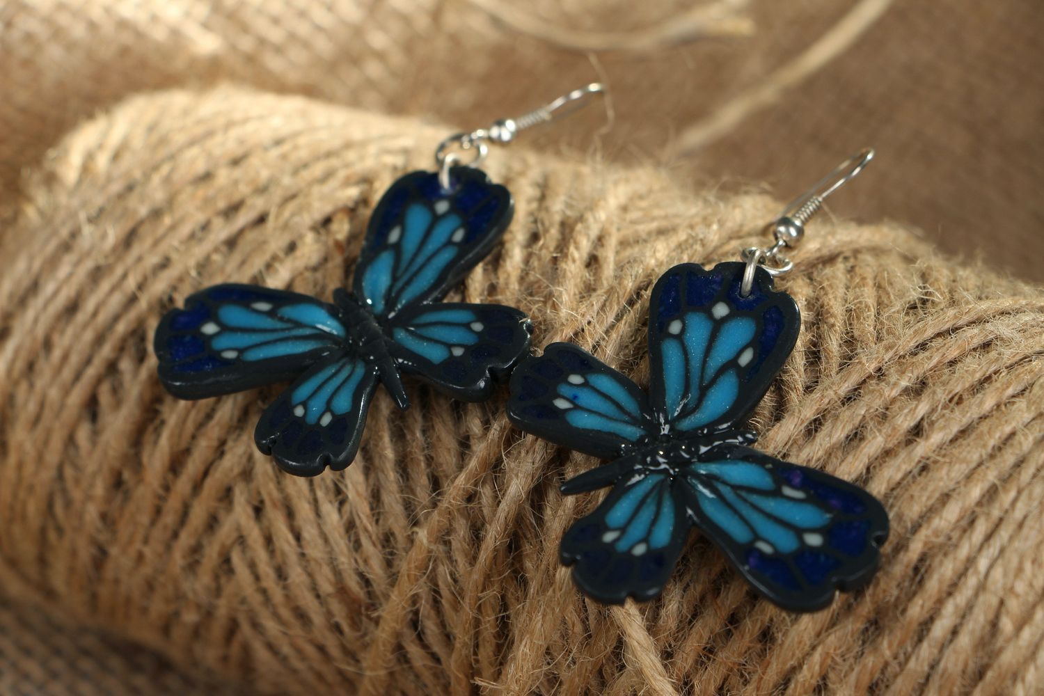 Earrings made ​​of polymer clay Butterflies photo 3