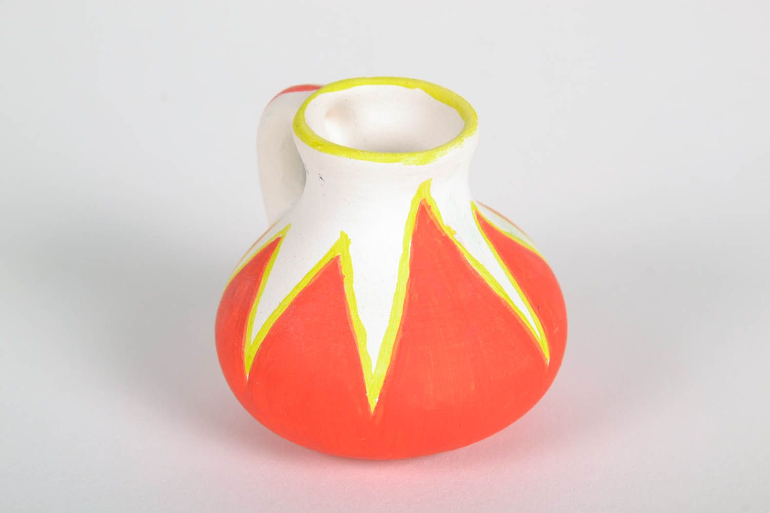 2 inches ceramic clay jug in orange and white shelf figurine 0,1 lb photo 5