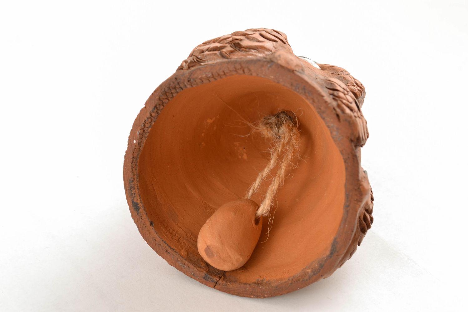 Колокольчик из глины с росписью ручной работы Ученая сова фото 3