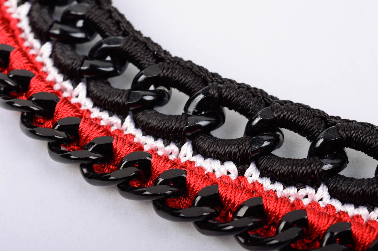 Handmade Damen Collier Modeschmuck Halskette Geschenk für Frauen schwarz rot foto 4