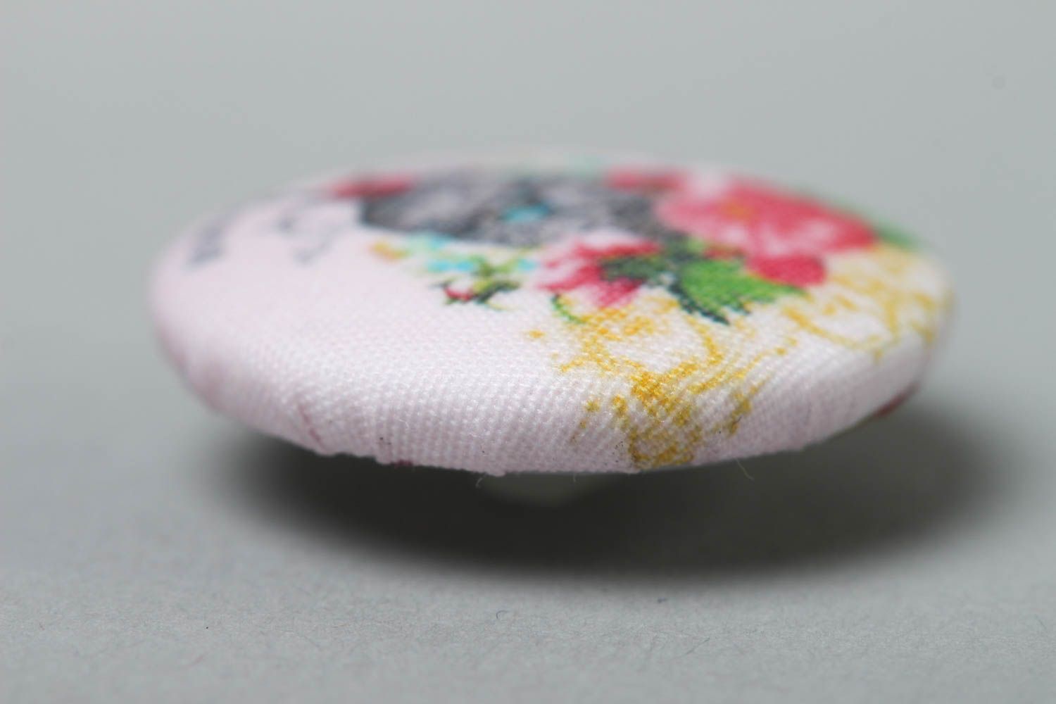 Beautiful handmade fabric button with print needlework supplies art materials photo 4